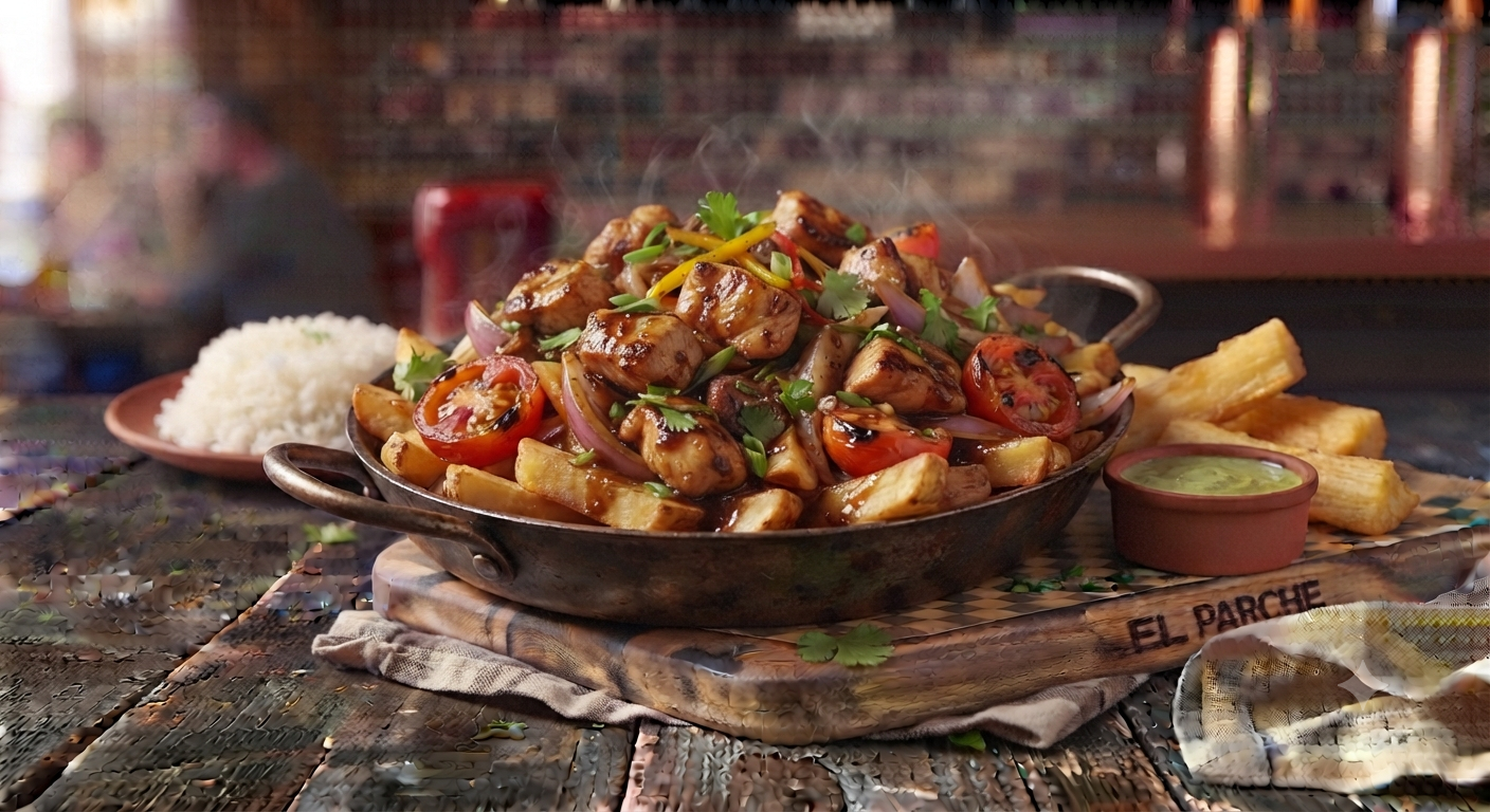 Chicken saltado illustration