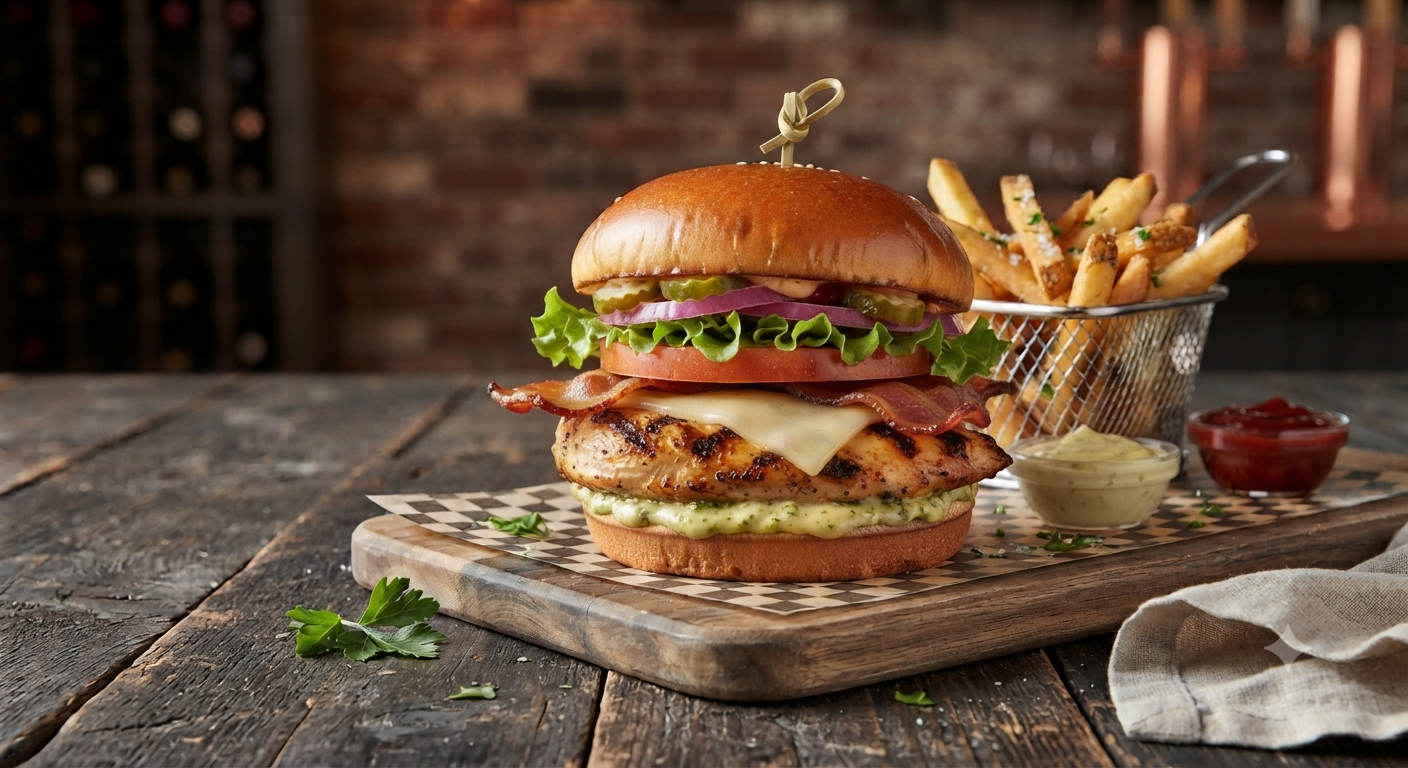 Grilled chicken sandwich illustration