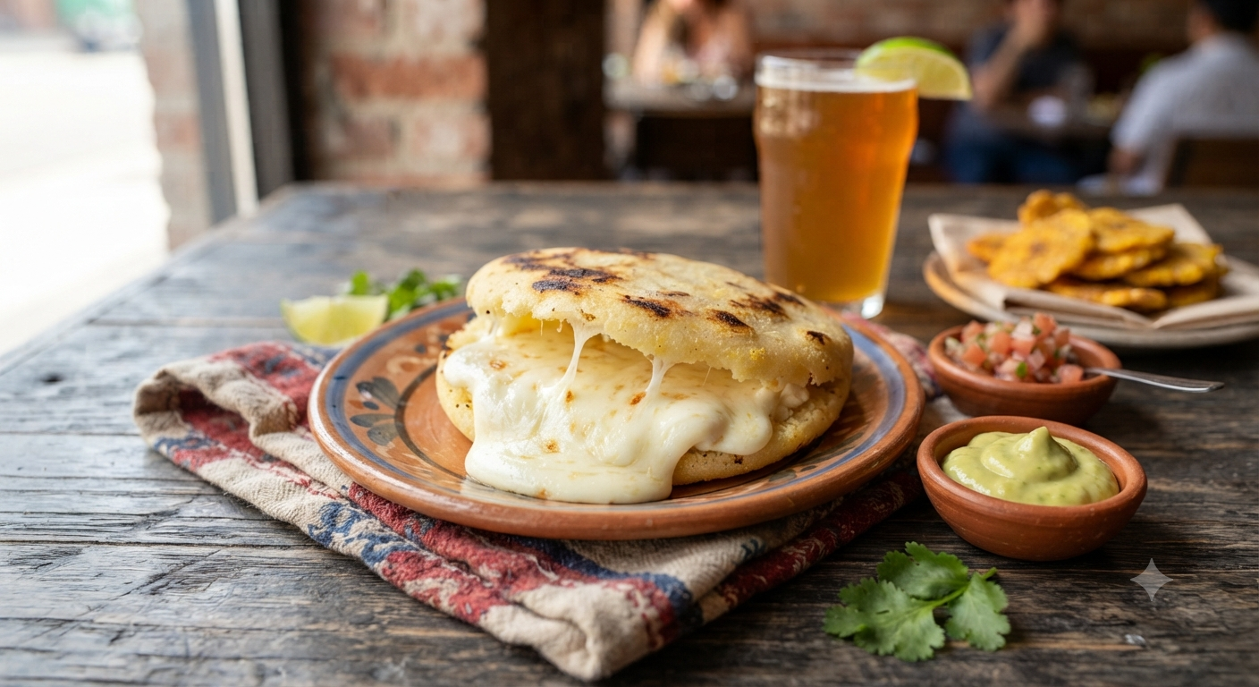 Stuffed cheese arepa illustration